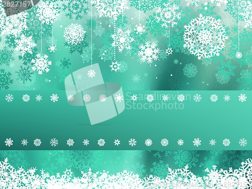 Image of Green christmas background with snowflake. EPS 8