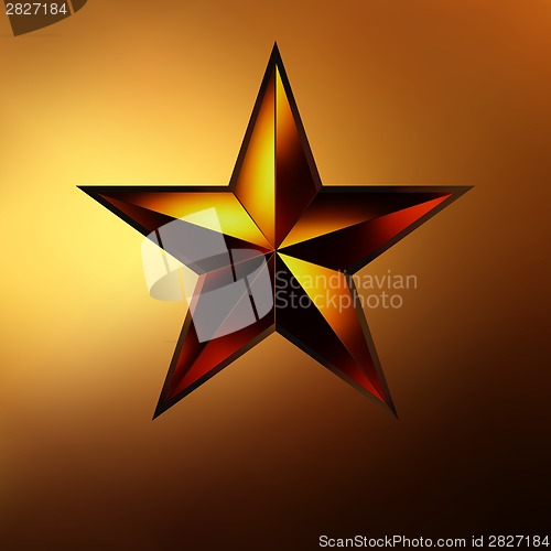 Image of Illustration of a Red star on gold. EPS 8