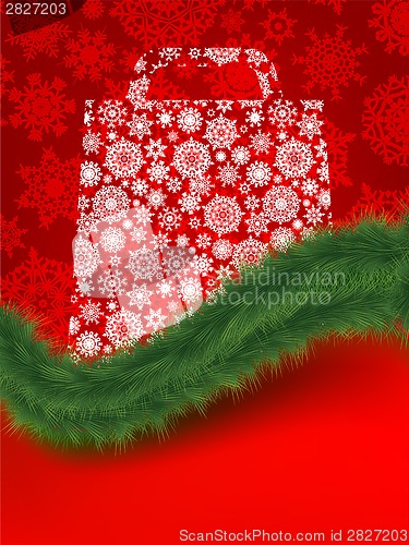 Image of Shopping bag on winter background. EPS 8