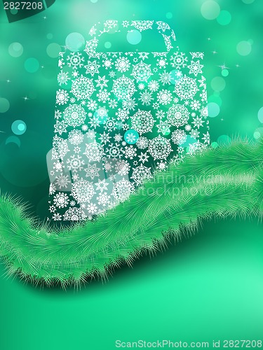 Image of Bag for shopping on green background. EPS 8