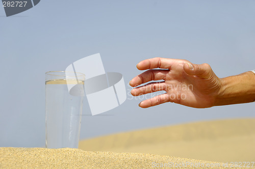 Image of Hand reaching for water.
