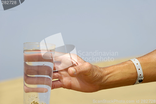 Image of Hand reaching for water.