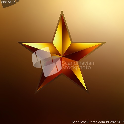 Image of illustration of a Red star on gold. EPS 8