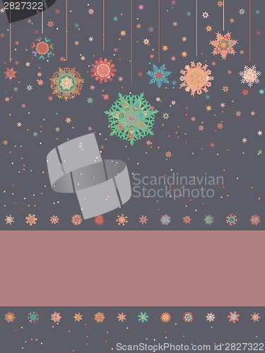 Image of Christmas greeting card with snowflakes. EPS 8