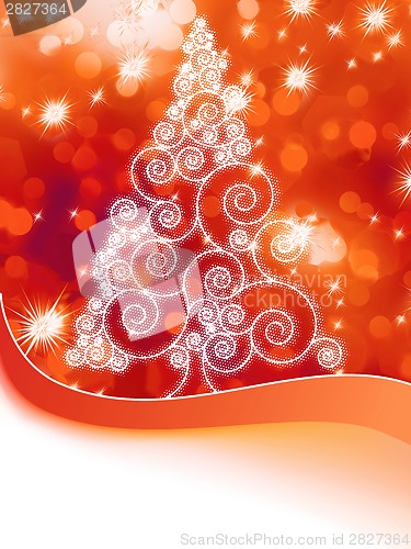 Image of Christmas halftone tree on a orange EPS 8