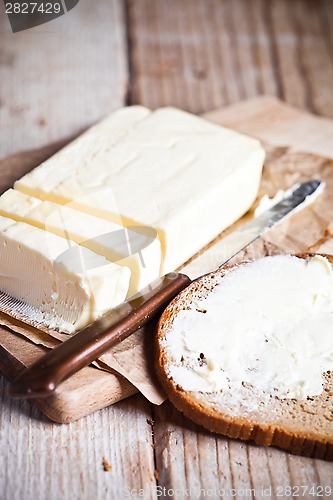 Image of fresh rye bread and butter 