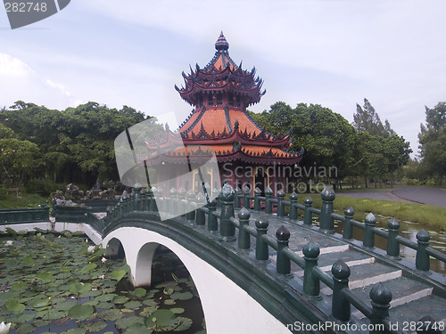 Image of Thai pavilion and bridge