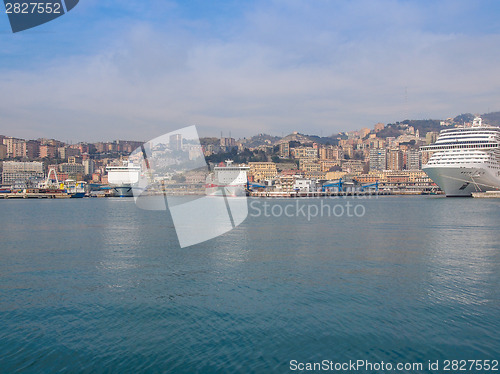 Image of View of Genoa Italy from the sea