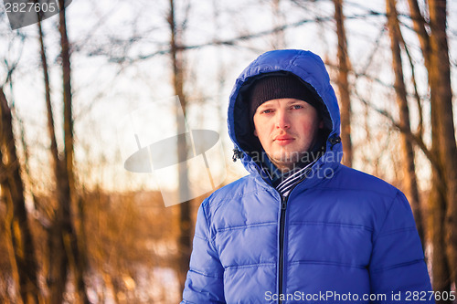 Image of Handsome Man In Winter Forest