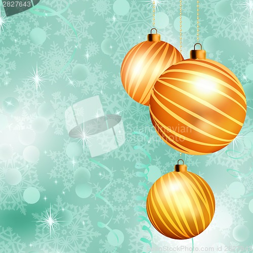 Image of Christmas ball on abstract blue lights. EPS 10