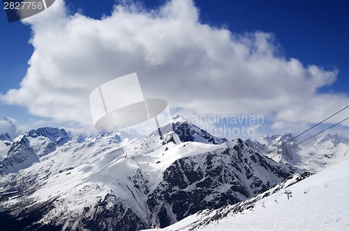 Image of Ski slope at sun day