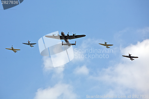 Image of Military Planes Flying at an air Show