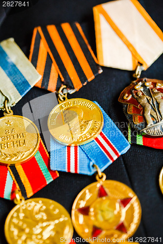 Image of Anniversary medals of a victory in the Great Patriotic War on a 