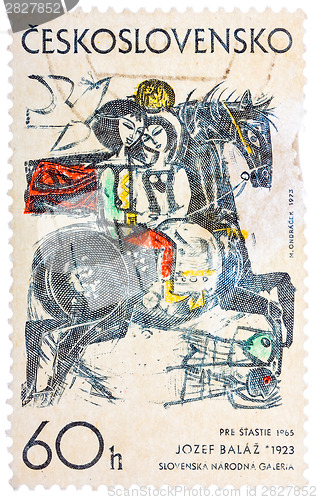 Image of Stamp printed in Czech (Czechoslovakia) shows draw by Jozef Bala