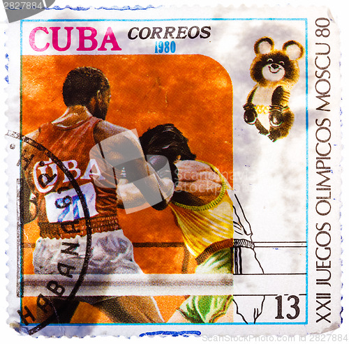 Image of Stamp printed in CUBA, devoted Olympic Games in Moscow (1980) an