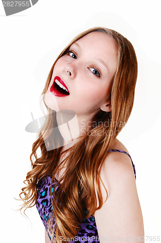 Image of Closeup of a laughing girl.