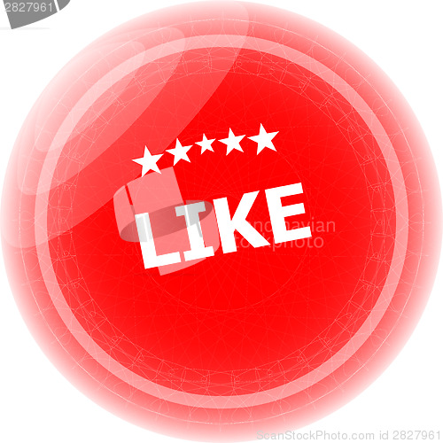 Image of like on red rubber stamp over a white background