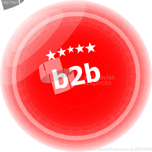 Image of b2b on red rubber stamp over a white background