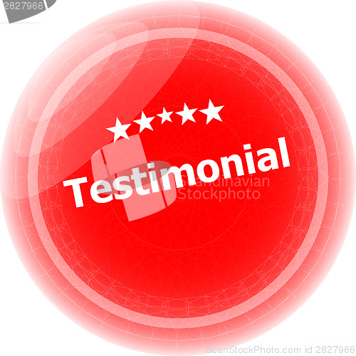 Image of testimonial word on stickers button set, label, business concept