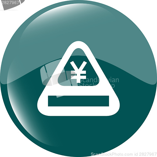 Image of Attention caution sign icon with yen sign. warning symbol. modern ui website button