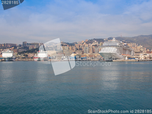 Image of View of Genoa Italy from the sea