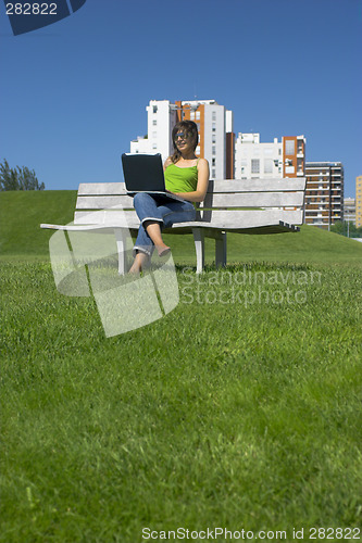 Image of Outdoor working with a laptop