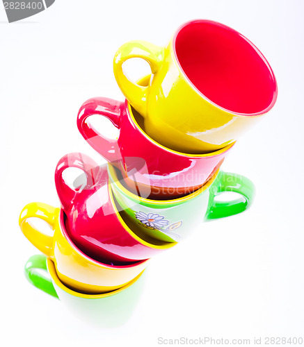 Image of Beautiful Yellow, Red, Green Color Cups