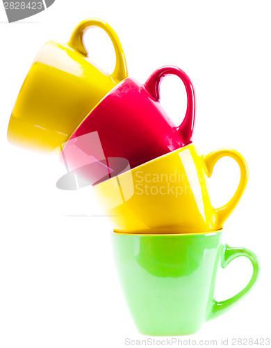 Image of Beautiful Yellow, Red, Green Color Cups