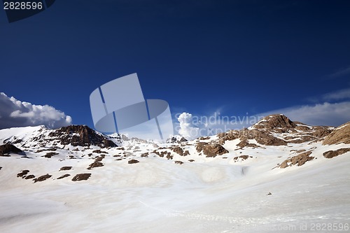 Image of Snowy rocks at nice day