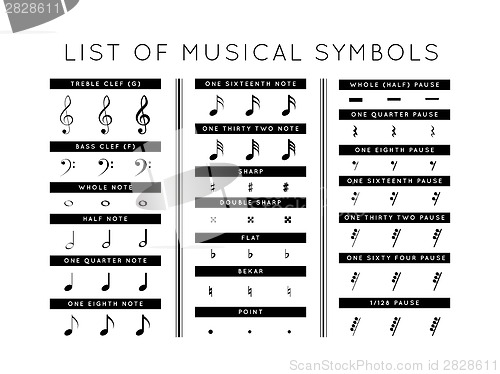 Image of set of musical symbols