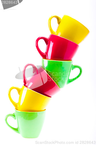 Image of Beautiful Yellow, Red, Green Color Cups