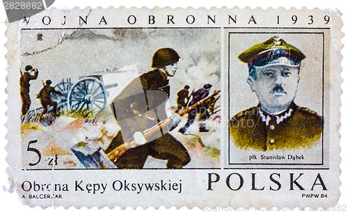 Image of Stamp printed in Poland shows portrait Stanislaw Dabek colonel o