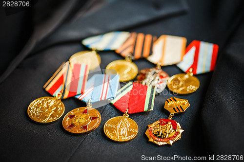 Image of Anniversary medals of a victory in the Great Patriotic War on a 