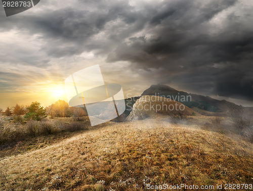 Image of Beautiful sunrise in the mountains