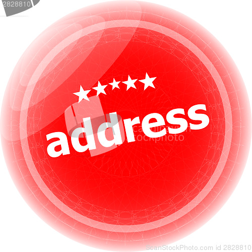 Image of address word red stickers, icon button, business concept