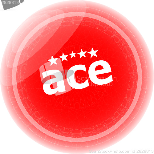 Image of ace red stickers, icon button isolated on white