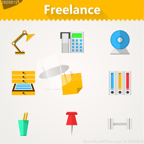 Image of Flat vector icons for freelance and business