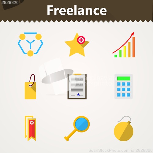 Image of Flat vector icons for freelance and business