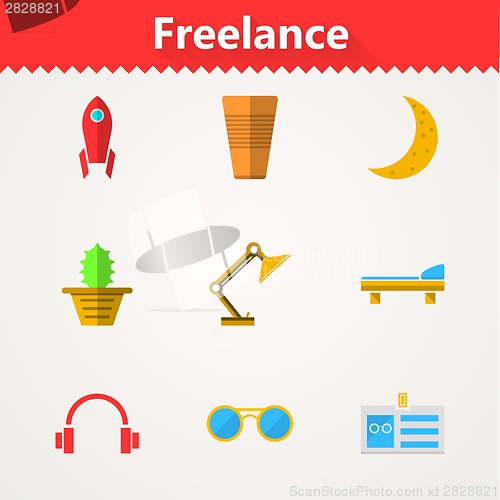 Image of Flat vector icons for freelance and business