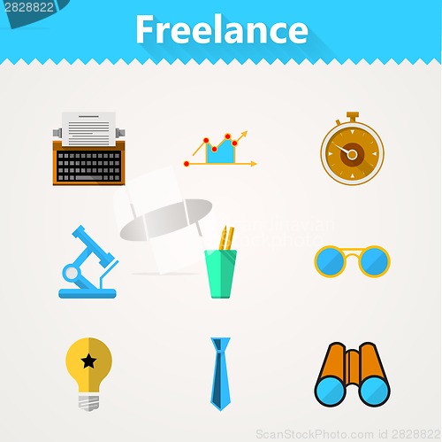 Image of Flat vector icons for freelance and business