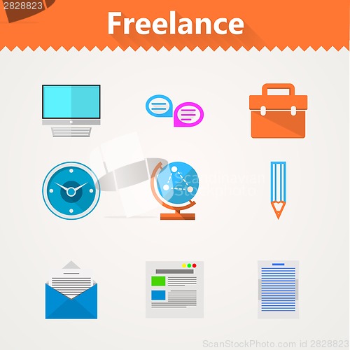 Image of Flat vector icons for freelance and business