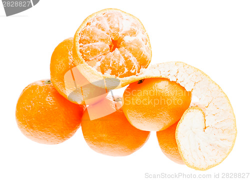 Image of Fresh mandarin citrus isolated tangerine mandarine orange in hea