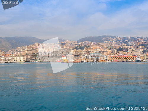 Image of View of Genoa Italy from the sea