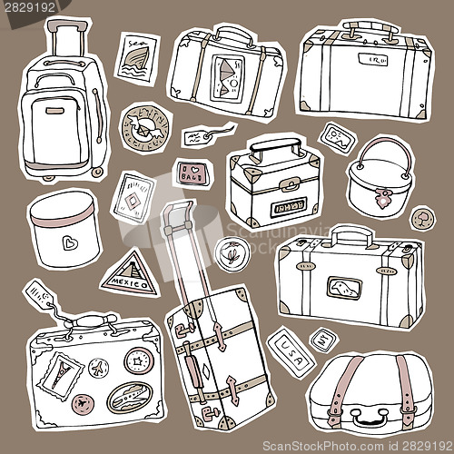 Image of Vintage suitcases set. Travel Vector illustration.