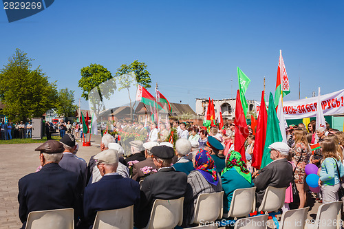 Image of Unidentified veterans listen to congratulations during the celeb