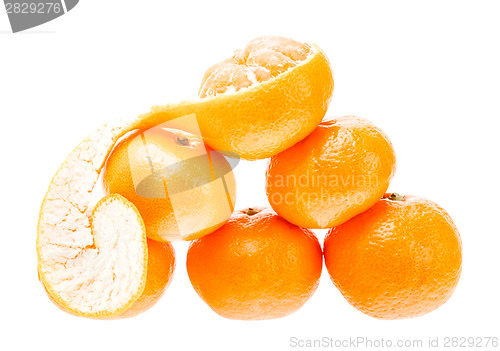 Image of Mandarin citrus isolated tangerine mandarine orange in heap on w