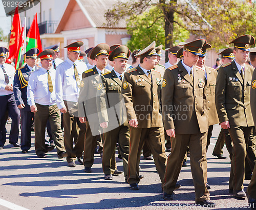Image of Unidentified officers during the celebration of Victory Day. GOM