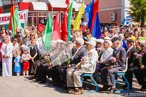 Image of Unidentified veterans listen to congratulations during the celeb