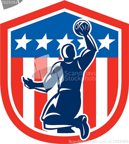 Image of American Basketball Player Dunk Rear Shield Retro