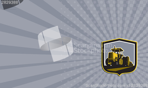Image of Business card Farmer Driving Vintage Farm Tractor Plowing Retro